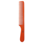 Orange plastic hair comb with narrow evenly spaced teeth and a handle, marked with the number 2481